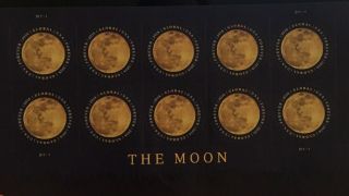 The Moon Sheet Of 10 Usps Forever Rate Global Postage Stamp International 2016