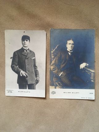 William Gillette (2) Postcards  Sherlock Holmes