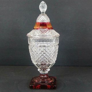 Westmoreland Glass Waterford Wakefield 300 9 1/8 " Ruby Stain Covered Candy Dish