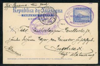 Nicaragua Postal Stationery: Lot 55 1900 6c Momotombo Pc Matagalpa - Ingolsdadt