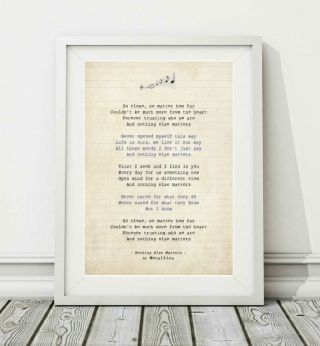 296 Metallica - Nothing Else Matters - Song Lyric Art Poster Print - Sizes A4 A3