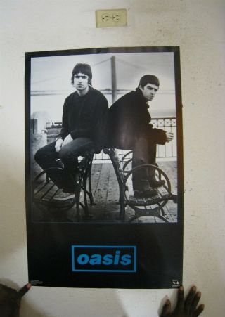Oasis Poster Band Shot Black And White Benches By The Bay