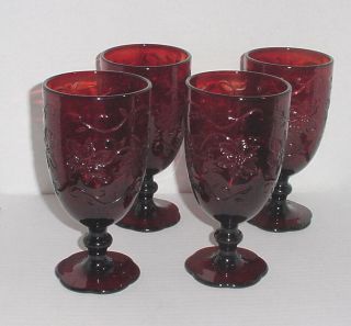 Princess House Fantasia Poinsettia Ruby Red Iced Tea Water Goblet Set Of 4