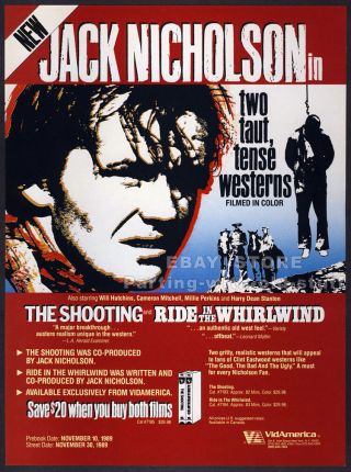 The Shooting / Ride In The Whirlwind_orig.  1989 Trade Print Ad _jack Nicholson