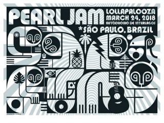 Pearl Jam Concert Poster Sao Paulo Brazil Lollapalooza Don Pendleton Se 2018