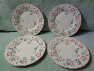 Set Of 4 Churchill Briar Rose Pink Staffordshire Salad Plates 8 " Made In England