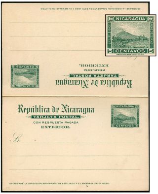 Nicaragua 1906 5¢,  5¢ Reply Psc H&g 64