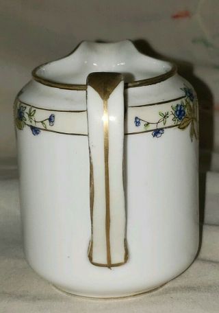 Vintage Hand Painted Nippon Creamer With Forget Me Nots w/ Lovely Gold Accent 2