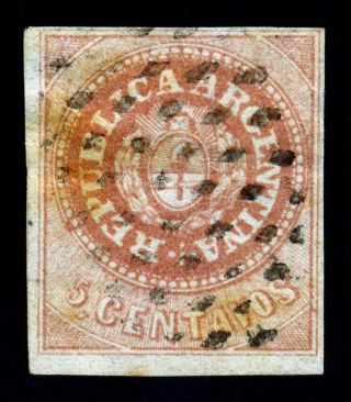 Argentina.  1862.  5c.  Rose.  Sc 5.  Board 