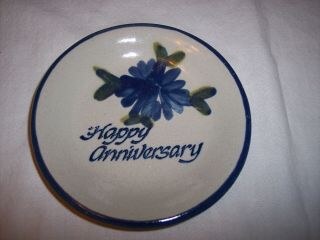 Louisville Stoneware Bachelor Button 5” Happy Anniversary Coaster