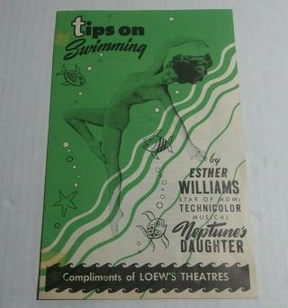 Tips On Swimming Brochure By Esther Williams Loews Theatres Collectible Vtg 40s