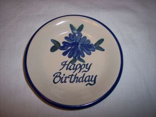 Louisville Stoneware Bachelor Button Happy Birthday 5” Coaster
