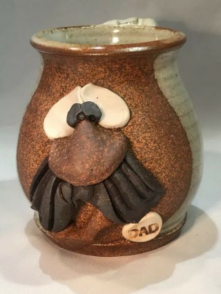 Vintage Mahon Stoneware Funny Face “dad” Mug Art Pottery Signed 4.  5”t
