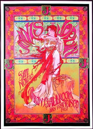 Janis Joplin Poster Avalon Ballroom Fan Poster Signed By Illustrator Bob Masse