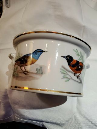 Lourioux France Fine Porcelain Le Faune Birds Casserole Dish/lid - Perfect