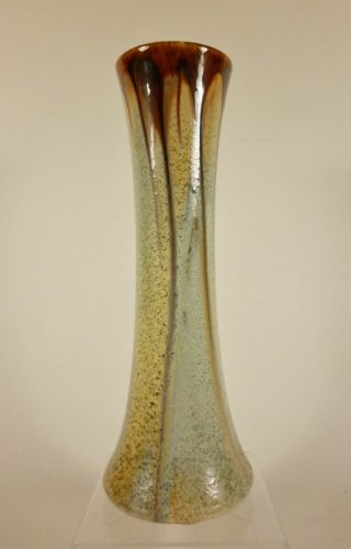 Vintage 11 " Belgium Narrow Pale Green Art Pottery Vase