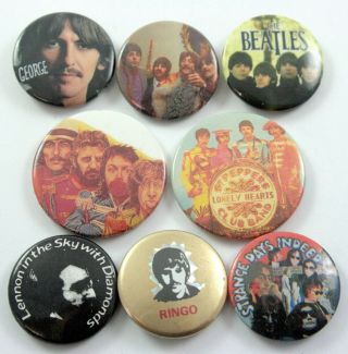 The Beatles Badges 8 X Vintage Pin Badges John Paul George Ringo