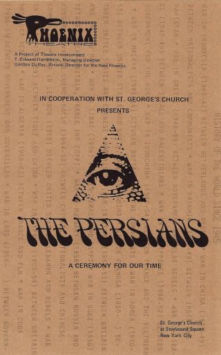 Raul Julia " The Persians " Jacqueline Brookes / David Spielberg 1970 Playbill