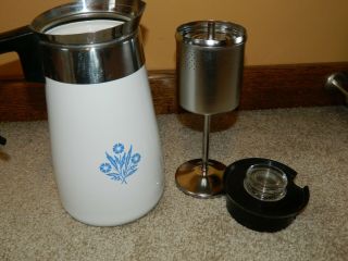 Vtg Corning Ware Blue Cornflower 9 Cup Stove Top Percolator Coffee Pot Complete