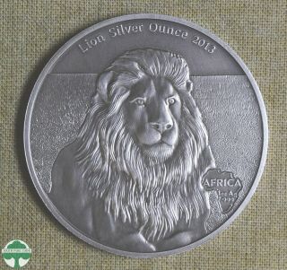 2013 Gabon 1000 Francs - Lion Silver Ounce W/ - 1oz 999 Silver - Diameter: 40mm