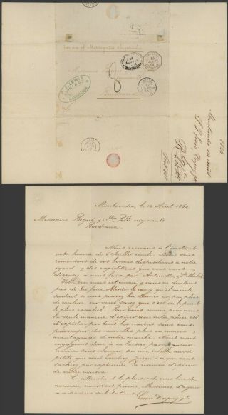 Uruguay 1864 - Stampless Cover Montevideo To Bordeaux France - Paquebot D433