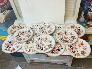 Set Of 12 Antique Booths England Fresian Pattern 8 3/8 " Lunch Plates Imari Type