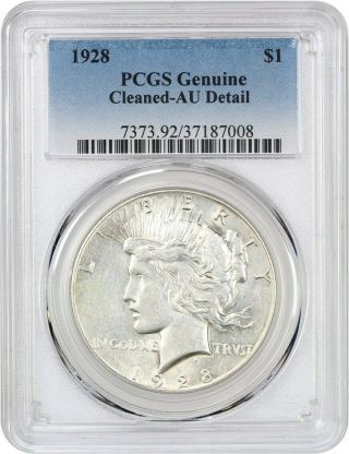 1928 $1 Pcgs Au Detail (cleaned) - Peace Silver Dollar