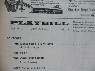 April 2nd,  1962 - Shubert Theatre Playbill - I Can Get it For You 2