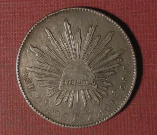 1896 Zs Mexico 8 Reales - Details,  Light Cleaning,  Zacatecas