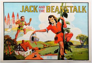 Art Deco 1930s Jack And The Beanstalk Pin - Up Theater Poster Stone Lithography