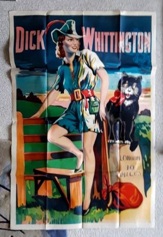 Orig 1930s Dick Whittington Vaudeville Theater 40x60 Lithograph Show Poster