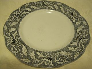 Vtg J & G Meakin English Ironstone Sterling Renaissance Dinner Plate - Black/white