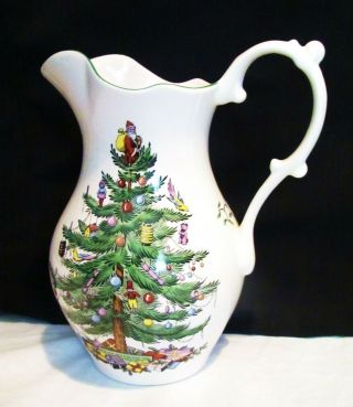 Spode Christmas Tree Large 8 1/2 " Tall Jug / Pitcher 48 Oz Made In England S3324