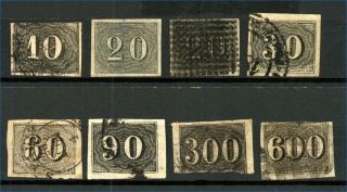 Brazil 1850 Range Of Imperforate Issues To Include 10r,  20r (2),  30r,  Fu Stamps