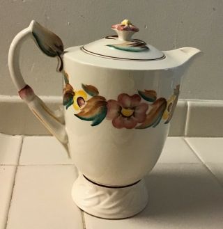 Vintage Vernon Kilns “Beverly” Pansy Small Coffee Pot w/ Cup & Saucer 3