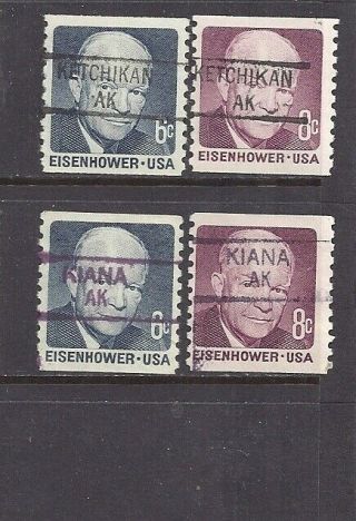 Alaska Precancels: Eisenhower Definitives - Ketchikan 841,  Kiana 835.  5