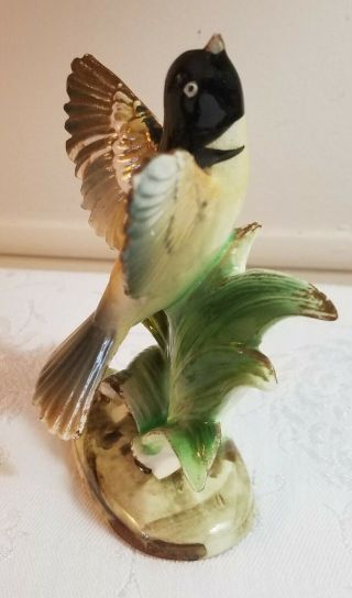 Vintage Trimont Ware Songbird Landing On Fern Figurine Japan Chick - A - Dee Finch