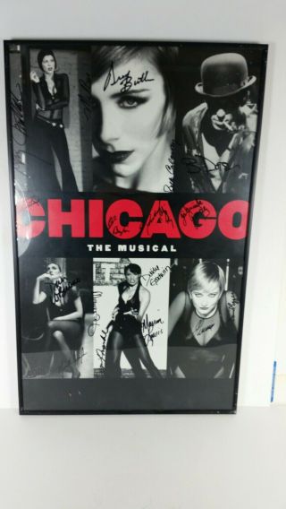 Vtg Chicago Broadway Revival Musical Framed Autographed Poster Lobby Card