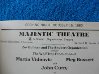Brigadoon - Majestic Theatre Playbill - Opening Night - October 16th,  1980 3