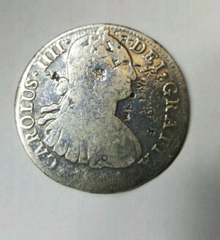 1884 Mexico 4 Reales Spanish Colonial Silver Coin Carolus Iiii Dei Gratia