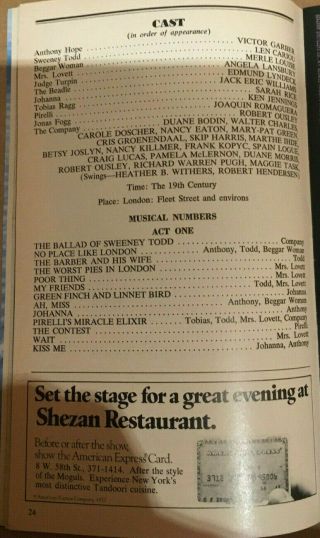 Sweeney Todd Playbill Uris Theatre May 1979 - Signed by Victor Garber 3