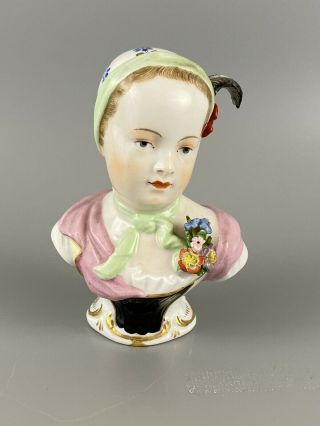 Antique Porcelain Female Bust Of A Girl Figure Dresden Potschappel Carl Thieme