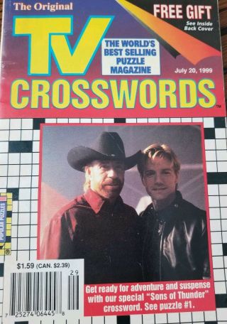 1999 Tv Crosswords July 20 Puzzle Book Chuck Norris Cover Collectible