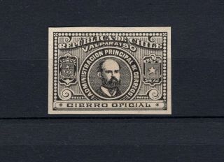 Chile 1895 Arturo Prat Seal Imperf.  Proof In Black Rare Watermarked Paper No Gum