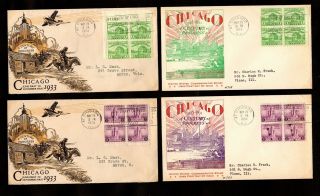 Us First Day Covers: 728 - 729 2 Different Sets Blocks Of 4 May 25,  1933