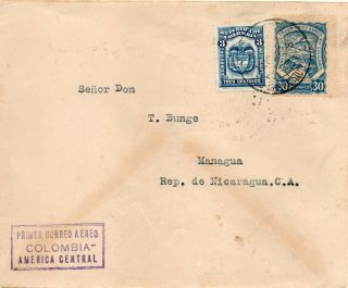 Colombia - Nicaragua Airmail Rare 10 August 1925 Scadta First Flight Cover