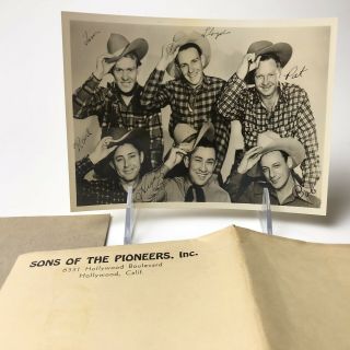 Signed Photo Sons Of The Pioneers Autographed April 1939 Hill Billy Western