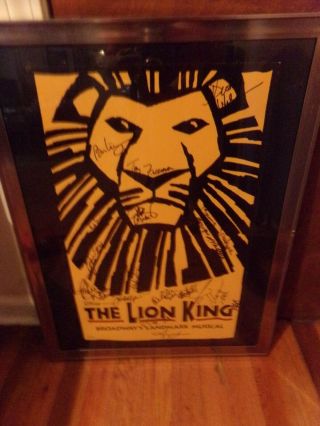 Rare Framed Disney The Lion King Broadway Musical Poster Signed By Cast