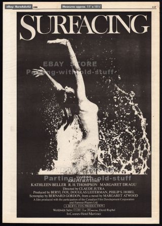 Surfacing_original 1980 Trade Print Ad_poster_kathleen Beller_margaret Atwood