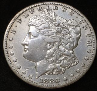 Xf Details 1880 - Cc Morgan Silver Dollar.  Classic Carson City Key